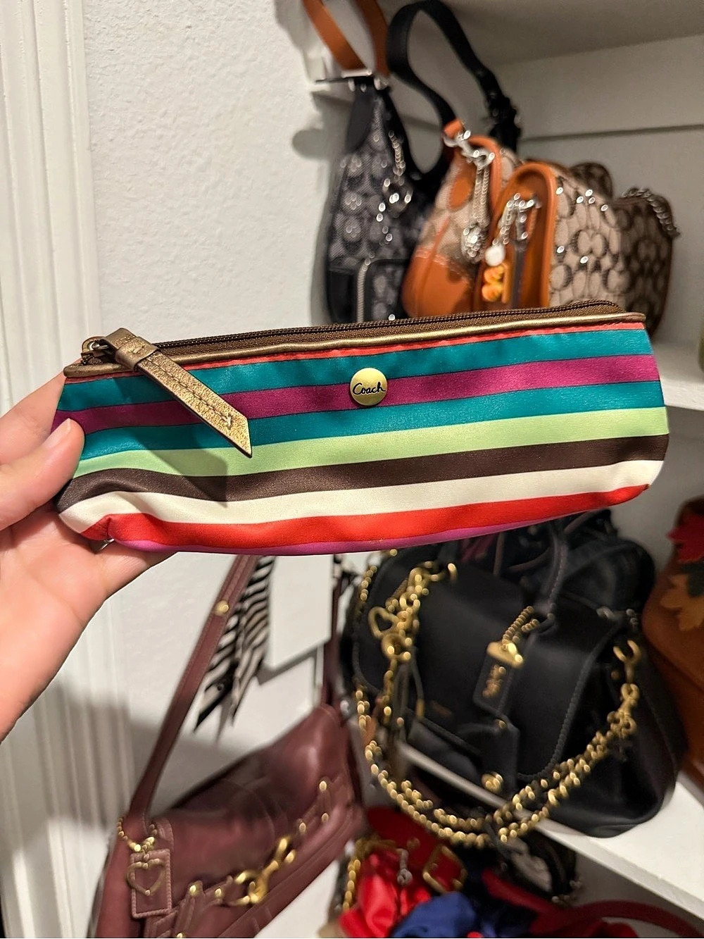 Vintage Coach Legacy Stripe Pencil Case